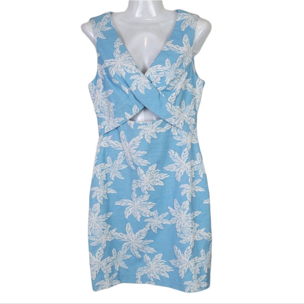 Cece Dress Sleeveless Tropical Blue White 4